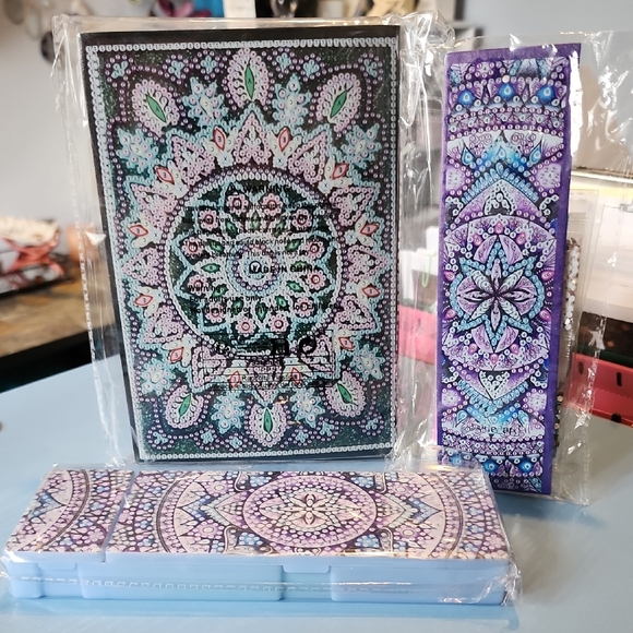 Other - DIY Diamond Art Notebook Bookmark and Pen Case